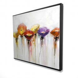 Framed 48 x 60 - 3D - Multiple colorful abstract flowers