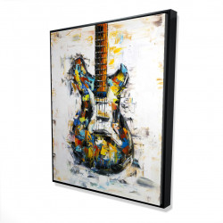 Framed 48 x 60 - 3D - Abstract colorful guitar
