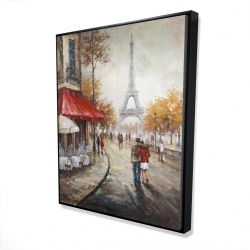 Framed 48 x 60 - 3D - Couple walking in paris street