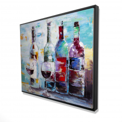 Framed 48 x 60 - 3D - Four bottles of wine