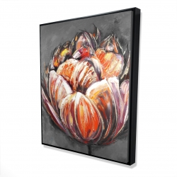 Framed 48 x 60 - 3D - Double and abstract orange tulip