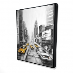 Framed 48 x 60 - 3D - Yellow taxis in new york