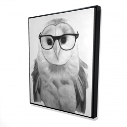 Framed 48 x 60 - 3D - Realistic barn owl with glasses