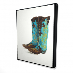 Framed 48 x 60 - 3D - Blue cowboy boots
