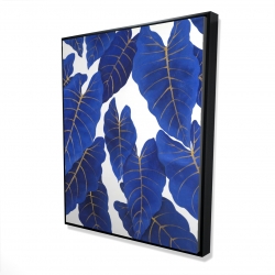 Framed 48 x 60 - 3D - Tropical abstract blue leaves