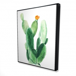 Watercolor paddle cactus with flower