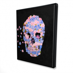 Framed 48 x 60 - 3D - Skull of flowers in flight