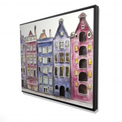 Framed 48 x 60 - 3D - Old historic houses amsterdam