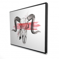 Framed 48 x 60 - 3D - Aries skull with feather