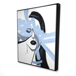 Framed 48 x 60 - 3D - Abstract blue woman portrait