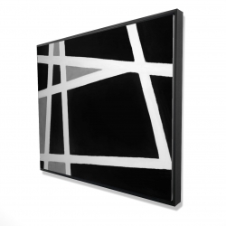 Framed 48 x 60 - 3D - Black and white abstract shapes