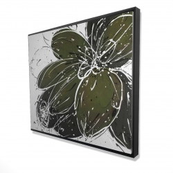 Framed 48 x 60 - 3D - Green flower with splash outline