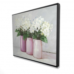 Framed 48 x 60 - 3D - Hydrangea flowers in pink vases