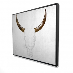 Framed 48 x 60 - 3D - Bull skull with brown horns