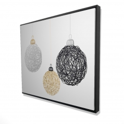 Framed 48 x 60 - 3D - Three christmas balls