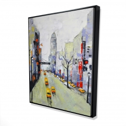 Gray street with yellow and red accents