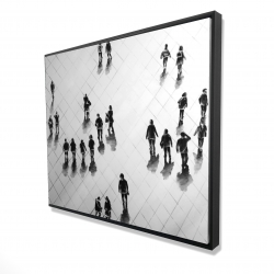 Overhead view of people on the street