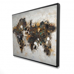 Framed 48 x 60 - 3D - Abstract world map with typography