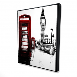 Framed 48 x 60 - 3D - Telephone box and big ben of london