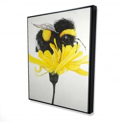 Framed 48 x 60 - 3D - Bumblebee on a dandelion