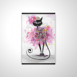 Cartoon cat with pink flowers