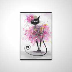Magnetic 20 x 30 - 3D - Cartoon cat with pink flowers