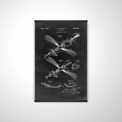 Schéma noir d'un leurre à poisson