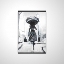 Woman running in the rain