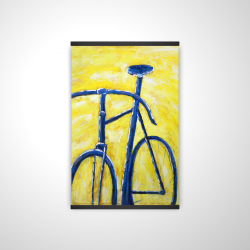 Blue bike on yellow background