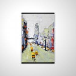 Gray street with yellow and red accents
