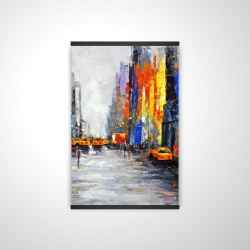 Color spotted street with taxis