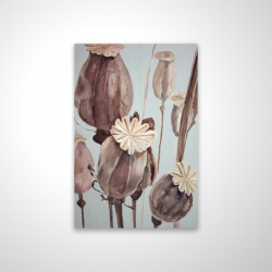 Magnetic 20 x 30 - 3D - Sepia poppy head flowers