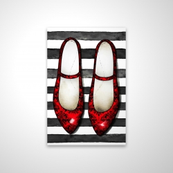 Magnetic 20 x 30 - 3D - Red glossy shoes on striped background
