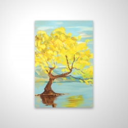 Paysage de printemps avec arbre dans un lac