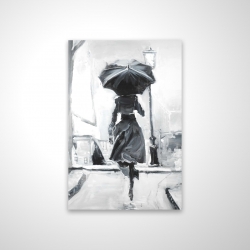 Woman running in the rain