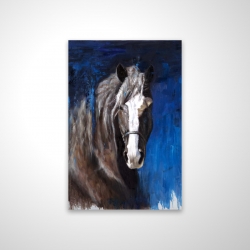 Brown horse on blue background