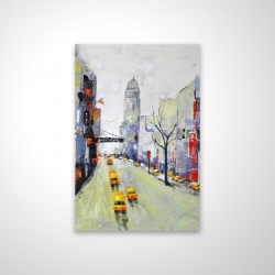Gray street with yellow and red accents