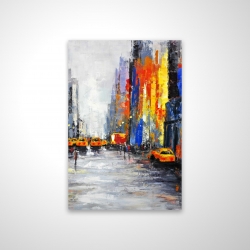Color spotted street with taxis