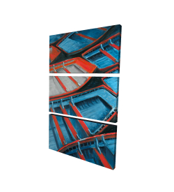 Small blue and red canoes