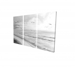 Toile 24 x 36 - 3D - Coucher de soleil tropical monochrome