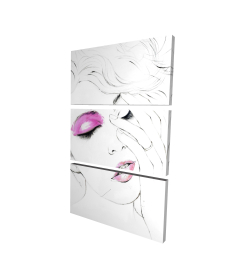 Portrait de femme avec maquillage rose