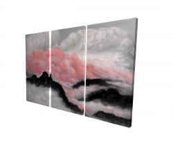 Toile 40 x 60 - 3D - Nuages gris et roses