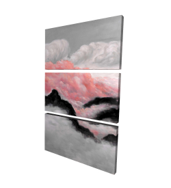 Toile 40 x 60 - 3D - Nuages gris et roses