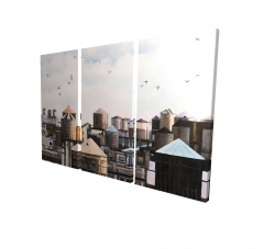 Canvas 24 x 36 - 3D - Water towers with birds