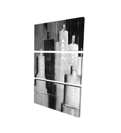 Canvas 24 x 36 - 3D - Abstract black and white cityscape