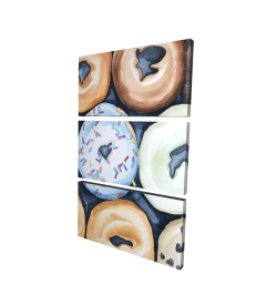 Canvas 24 x 36 - 3D - Watercolor doughtnuts with icing