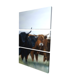 Canvas 40 x 60 - 3D - Four highland cows