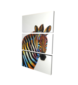 Canvas 24 x 36 - 3D - Colorful profile view of a zebra