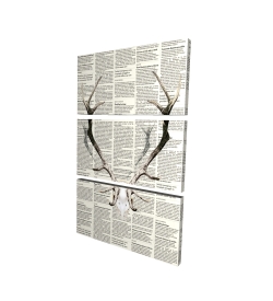 Canvas 24 x 36 - 3D - Deer horns on newspaper
