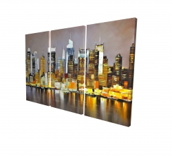 Canvas 40 x 60 - 3D - Texturized skyscrapers by night
